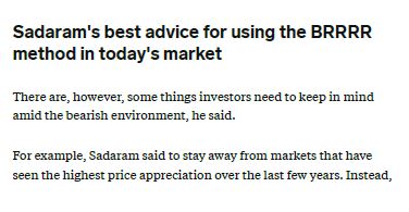 Kumar Sadaram with Business Insider on 2023 Real Estate Strategy